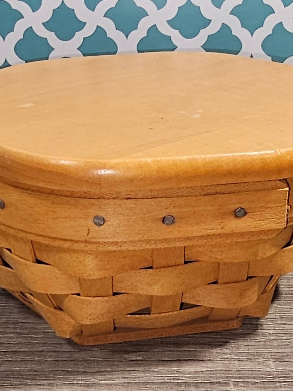 Vintage 2002 Longaberger Hexagon Small 6 Inch Basket With Lid USA